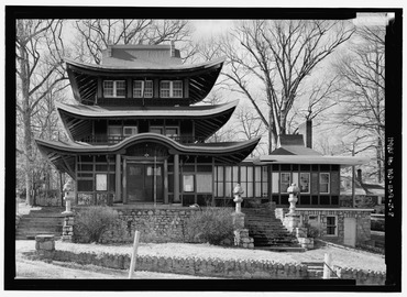 East northeast elevation, with scale - National Park Seminary, Japanese Pagoda, 2805 Linden Lane, Silver Spring, Montgomery County, MD HABS MD,16-SILSPR,2J-8