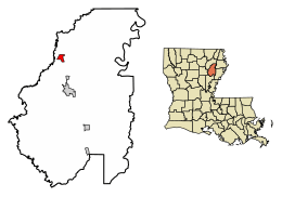 Location of Baskin in Franklin Parish, Louisiana.