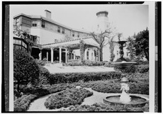 Historic American Buildings Survey, David Aronow, Photographer circa 1924, FRONT ELEVATION SHOWING BELLTOWER AND PROJECTING VERANDA. - Laurelton Hall, Laurel Hollow and Ridge HABS NY,30-OYSTB,1-2.tif