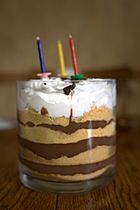Icebox cake is chocolate pudding and Graham crackers in layers