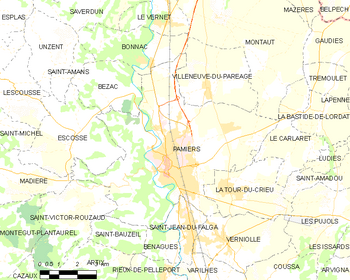 Map of the commune de Pamiers