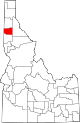State map highlighting Benewah County