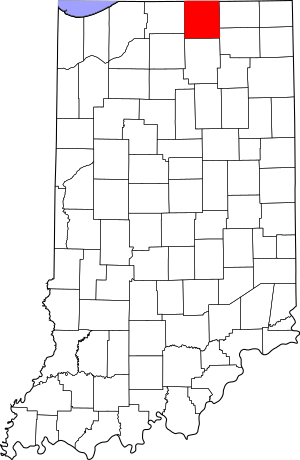 Map of Indiana highlighting Elkhart County