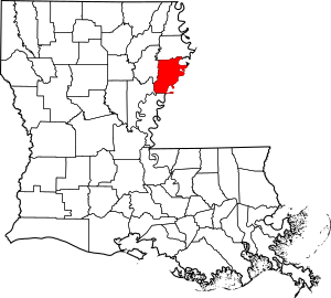 Map of Louisiana highlighting Tensas Parish