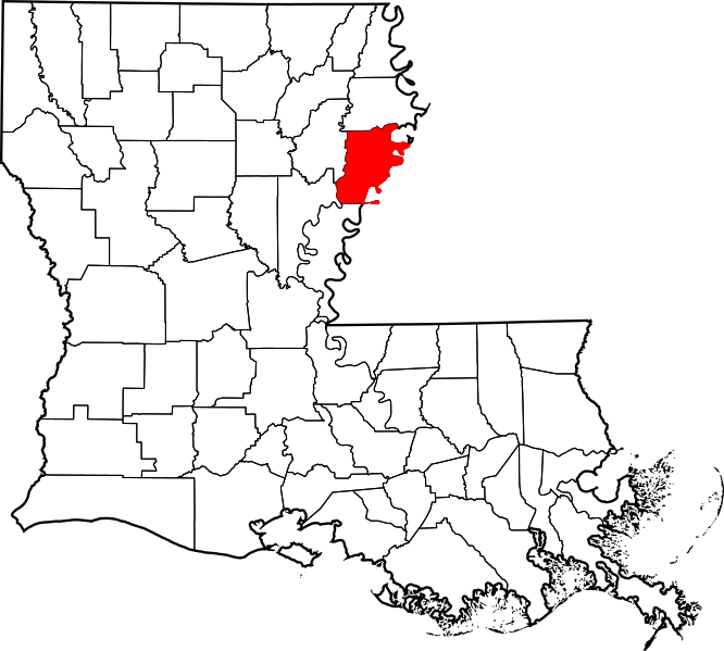 Image Map of Louisiana highlighting Tensas Parish