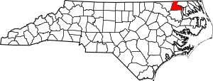 Map of North Carolina highlighting Hertford County