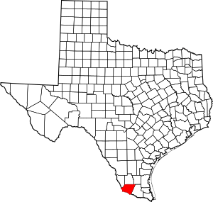 Map of Texas highlighting Starr County