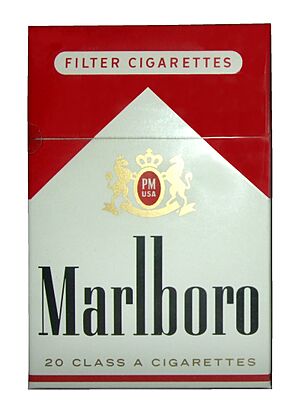 Marlboro cigarette pack (2010) from US duty-free shop without any warnings etc. (edited, white background)