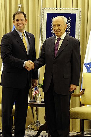 Meeting in February 2013 with Israeli President Shimon Peres during trip to Jordan and Israel
