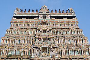 Nataraja Temple gopuram artwork in Chidambaram, Tamil Nadu
