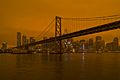 North Complex smoke in San Francisco - Bay Bridge and Financial District