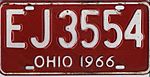Ohio 1966 license plate - Number EJ3554.jpg