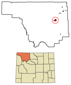 Location of Cody in Park County, Wyoming.