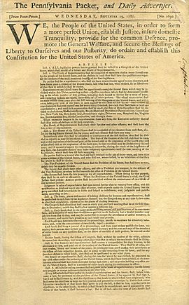 Pennsylvania Packet, September 19, 1787 issue