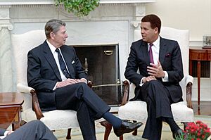 President Ronald Reagan meeting with John Swan Premier of Bermuda in the Oval Office - DPLA - e806cf9daea4f55f503e1681d9ee5df4