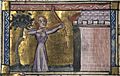 Roman de la Rose f. 129v (Venus aims at the castle)