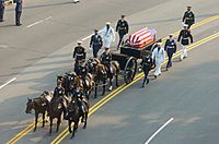 Ronald Reagan casket on caisson during funeral procession