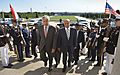Secretary of Defense Chuck Hagel, left, escorts Yemen's President Abd Rabuh Mansur Hadi, right, through an honor cordon and into the Pentagon in Arlington, Va., on July 30, 2013 130730-D-NI589-024