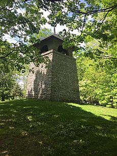 Stone water tower at Pepperell Park