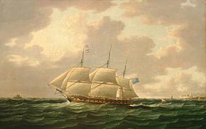 Thomas Buttersworth - The frigate H.M.S. Minerve heading for the open sea
