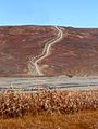 Trans-Alaska Pipeline crossing a ridge by Tanana River