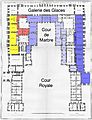 Versailles - Plan du premier étage de l'avant corps - Architecture Françoise Tome4 Livre7 Pl8 (apts colored)
