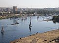 View from the west bank to the Nile, islands, and Aswan