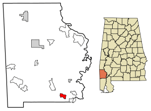 Location of Fairford in Washington County, Alabama.