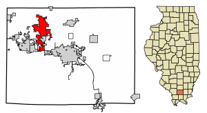 Location of Herrin in Williamson County, Illinois.