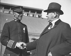 "USS CALIFORNIA (BB44) Launching Ceremony, Governor William Stephens on the right and Captian Gleason USN, on the... - NARA - 296903 (cropped)