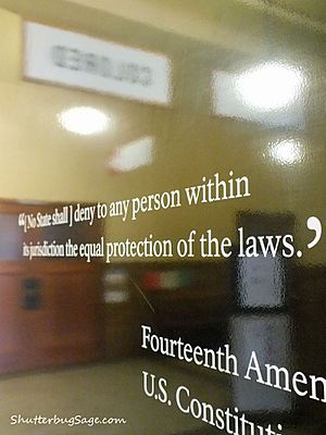 14th Amendment Sign at the Brown v Board of Education Historical Site