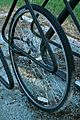 2008-09-06 Solitary bicycle wheel in a bike rack