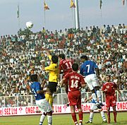 A view of ONGC Nehru Football Cup between India- Syria, in New Delhi on August 29, 2007