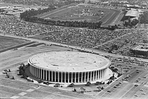 Aerial view of the Forum and Hollywood Park