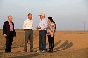 Barack Obama speaks with farmers about California drought, 2014