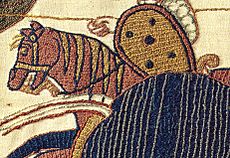 Bayeux tapestry laid work detail.