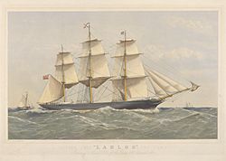 Clipper Ship Lahloo, 799 Tons, Preparing to land Pilot off the Owers 19th September 1867 RMG PY8578