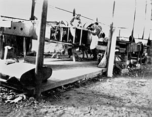 Construction of a Qantas aeroplane at Longreach circa 1928