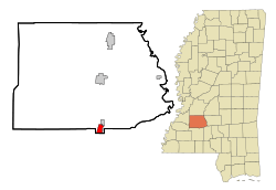 Location of Wesson, Mississippi
