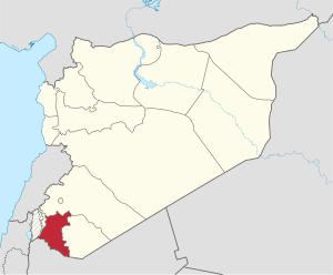 Map of Syria with Dar'a highlighted