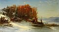 First Snow Along the Hudson River oil on canvas painting by François Régis Gignoux 1859, private collection