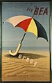 Fly BEA Jersey tourism advertising poster beach umbrella