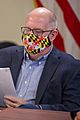 Governor Larry Hogan with Maryland state flag mask 2020-10-30 (cropped)