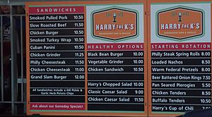 Harry the K's Restaurant Menu Board, Citizens Bank Park