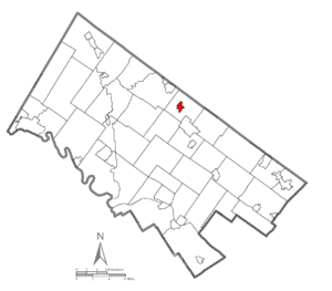 Location of Hatfield in Montgomery County, Pennsylvania.