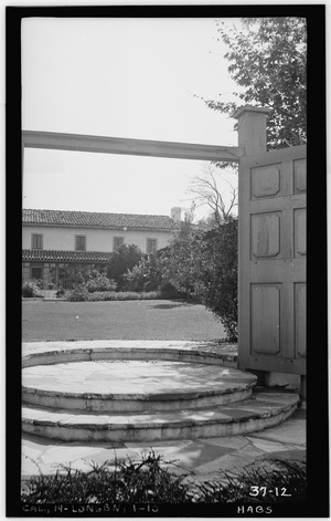 Historic American Buildings Survey, Photographed by Daniel Cathcart, March 8th, 1934. PATIO FRONT FROM WEST WALL - Casa de los Cerritos, 4600 American Avenue, Long Beach, Los HABS CAL,19-LONGBN,1-10