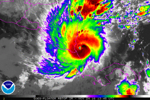 Hurricane Otto at landfall over Nicaragua