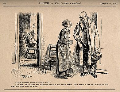 Illustration from Punch By HM Brock (1875-1960) by courtesy of Wellcome Collection - Two Meals a day
