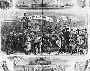 Immigrants at Castle Garden, New York City, 1866