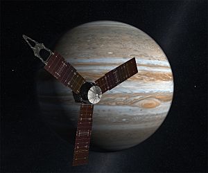 Juno in front of Jupiter